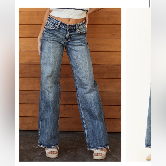 New KanCan Dark Wash Mid Rise Wide Leg Jeans size 5 / 26.  NWT - Picture 8 of 8